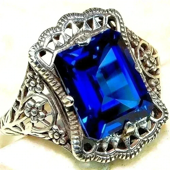 Jewelry - New Gorgeous 925 Silver 3ct Blue Sapphire Ring